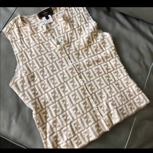 Authentic fendi beige zucca wool top IT 42
